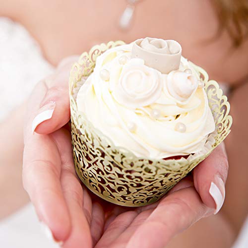 Golf 100Pcs Cupcake Wrappers Artistic Bake Cake Paper Filigree Little Vine Lace Laser Cut Liner Baking Cup Wraps Muffin Casetrays For Wedding Party Birthday Decoration (Beige) #TOP5