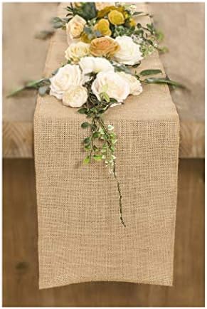Bwiv Hessian Table Runner 10M*30cm Sewed Edge Jute Burlap Roll