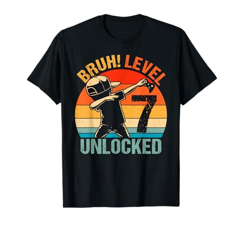 7 Years Old Birthday Dabbing Boy Bruh 7th Level Freigeschaltet T-Shirt
