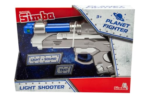 Simba Light Shooter – Spielblaster mit Licht- & Schussgeräuschen, 2-Fach Sortiert, zufällige Auswahl, Action-Spielzeug mit Soundeffekten, inklusive Batterien, ab 3 Jahren