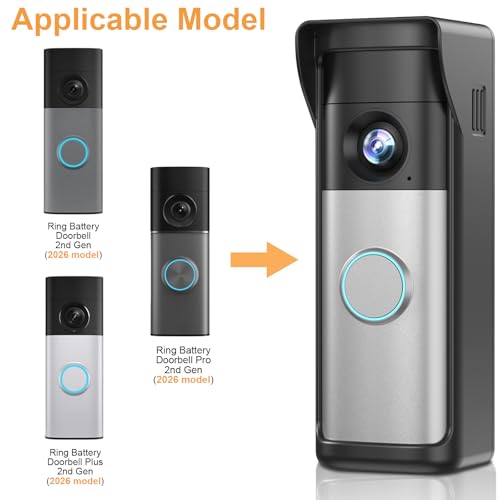 Image of No-Drill Adhesive Mount - 2026 New Upgraded for Ring Battery Doorbell /Plus /Pro (2nd Gen-Newest Model), Camera Door Mounting Holder Bracket Accessories Easy Installation for Apartments Office Houses