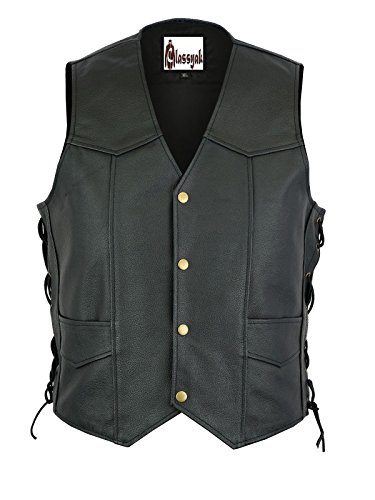 Classyak - Abrigo de piel para motocicleta Negro Piel auténtica, color negro. XXXXL Cover