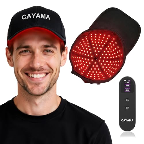 CAYAMA Red Light Hair Growth Cap for Men & Women 528 Total Light Emitters Rechargeable Controller 4 Modes with Adjustable 1020 Min Timer At-Home Scalp Care (No Need Plug)
