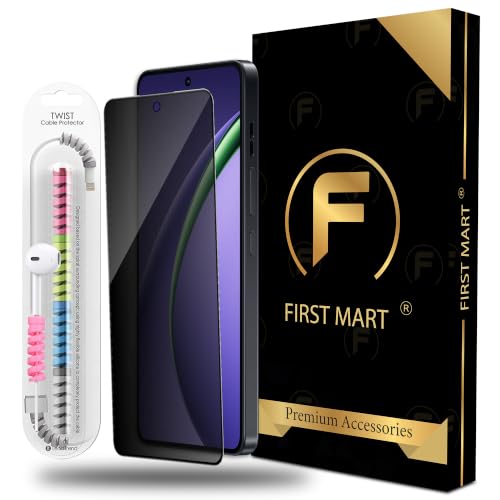 Image of FIRST MART Privacy Tempered Glass for Oppo K13 Turbo Pro & Oppo K13 Turbo with Cable Guard & Installation Kit | Anti-Spy 9H Screen Protector, Edge-to-Edge, Case-Friendly | Black