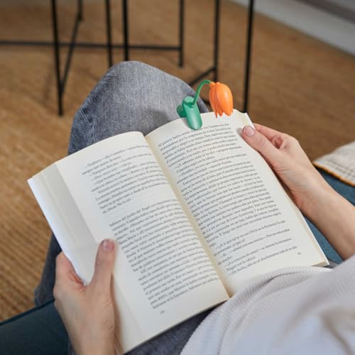 balvi Leselampe Tulip Orange Farbe Flexible Leselampe mit Klemme in Tulpenform zum Lesen im Dunkeln P