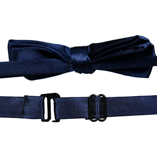 Awaytr Boys Child Kids Bow Ties - Adjustable Pre Tied Solid Color Wedding Party Bowties (Dark Navy Blue) #TOP6