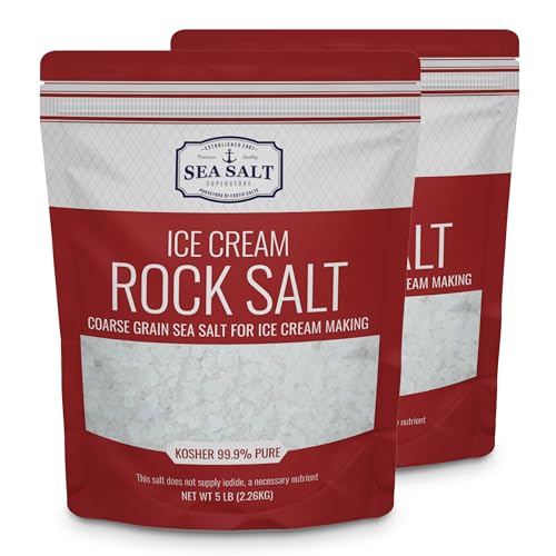 All-Natural Ice Cream Salt - Rock Salt for Ice Cream Maker, Universally Compatible with All Ice Cream Makers that Use Rock Salt - Exceptionally High Food-Grade Quality - 10 lbs. (2-Pack, 5 Lb. Bags)