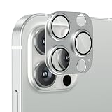 Podick レンズカバー iPhone 15Pro/15 Pro Max 用 カメラフィルム アルミ合金製 9H強化ガラス 傷防止 レンズ保護 耐衝撃 アイフォン15プロ/15プロマックス 用 カメラ保護 高透過率 黒縁取り 露出オーバー防止 カメラレンズプロテクター シルバー