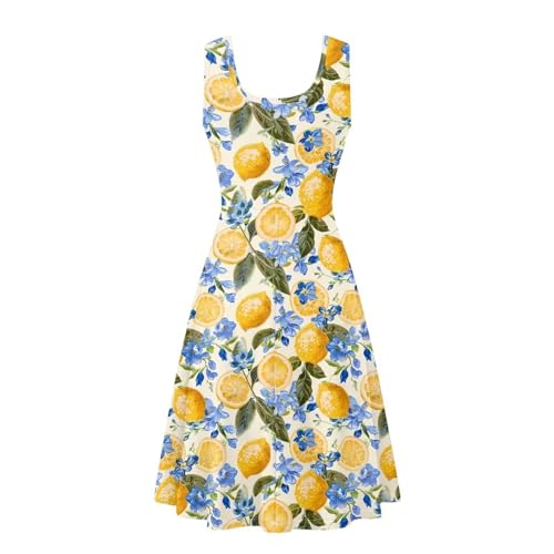 Image of Women Stylish Tank Dresses Sleeveless Round Neck Midi Casual Dress with Pocket for Summer