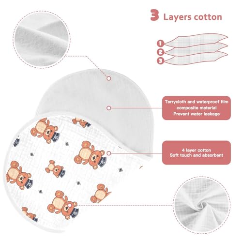 vvfelixl Muslin Burp Cloths Cartoon Captain Bear Baby Washcloths for Baby Girl Boys 2 Pack3