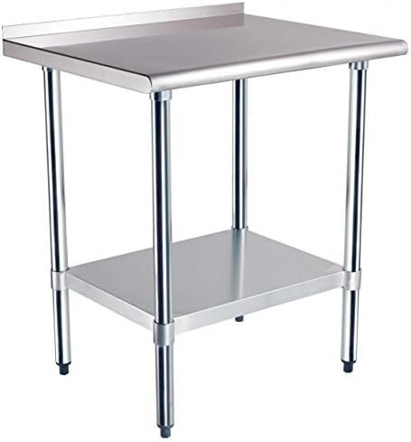 AmazonCommercial NSF Stainless-Steel Workbench with Backsplash - 61 x 76 cm