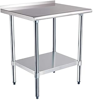 AmazonCommercial NSF Stainless-Steel Workbench with Backsplash - 61 x 76 cm
