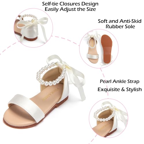 Image of PHIRAMIN Toddler Girl Sandals - Flower Girl Dress Shoes Open Toe Little Kid Wedding Party