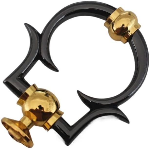 2pc European Knocker Black Sand Silver Luxury Knocker Zinc Alloy Knock Door Knob Furniture Handle(Black-Gold)