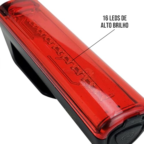 Lanterna Traseira Bike 50 Horas de Autonomia Recarregável USB Luz Sinalizador Iluminação Noturna Sup