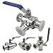 3-Way Ball Valve, 1.5 Inch Sanitary Ball Valve Clamp, 1/2 inch Stainless Steel 304, 3 Way Clamp Connection，Triclamp 3 way Valve(1.5