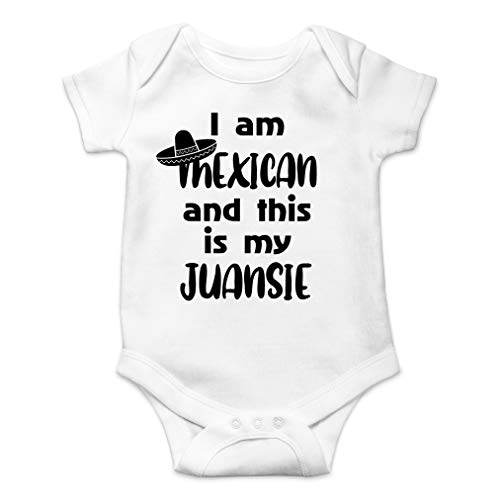 AW Fashions I'm Mexican And This Is My Juansie Baby Bodysuit Funny Adorable Outfit Cute Newborn Romper (6 Months, White)