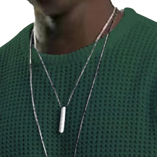 Men's Solid Color Basic Knit Pullover Casual Waffle Long Sleeve Male Knits Sweater Loose Crewneck Knitted Sweaters2