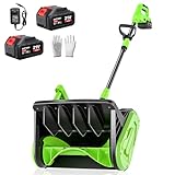Akku Schneefräse 1000 W, mit 2 × 3.0 Ah Akkus & Ladegeräte, elektrische Schneefräse mit bürstenlosem Motor, Arbeitsbreite 40 cm, max. Schneehöhe 20 cm, Wurfweite bis 8 m, 30° Verstellbarer Auswurf
