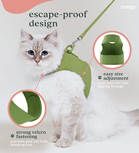 Cat Harness, Collar & Leash Set - Escape Proof Adjustable Choke Free Velcro Harness Vest For Walking Cats & Kittens (Matcha Green, Medium) #TOP1