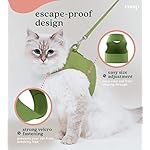 Cat Harness, Collar & Leash Set - Escape Proof Adjustable Choke Free Velcro Harness Vest for Walking Cats & Kittens (Matcha Green, Small) - Image 2