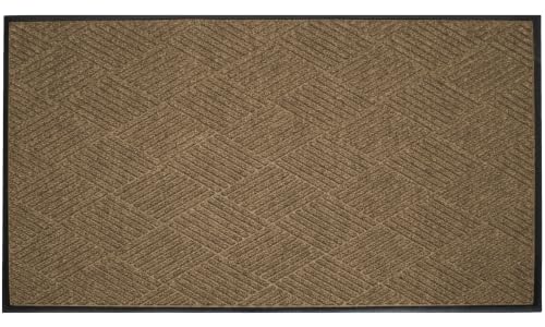 Image of WaterHog Max Diamonds Front Door Mat Indoor Outdoor Entrance, All-Weather Heavy Duty Commercial Doormat with Non-Slip Rubber Backing, Dirt & Moisture Trapper, Low Profile, Made in USA, 35 inchx59 inch Khaki