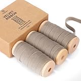 Vitalizart Camel Velvet Ribbon Set 3/8'' x 15 Yd Wooden Spool Fabric Trim 3 Rolls * 5 Yd for Christmas Wreath Decoration Handmade Craft Ornaments Gift Wrapping & Bow Making