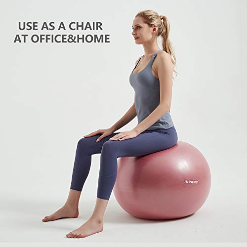 Inpany Exercise Ball - Extra Thick Yoga Ball Chair, Anti-Burst Stability Ball Supports 2200lbs,Birthing Ball with Quick Pump for Office & Home & Gym - Thumbnail 5