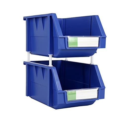 DJC Supply 5.9\" X 9.4\" X 4.9\" BLUE Heavy duty thermoplastic storage bin organizer, Stackable, Hangable, Side-connect, Great for tools, parts crafts and more! (2 PACK)