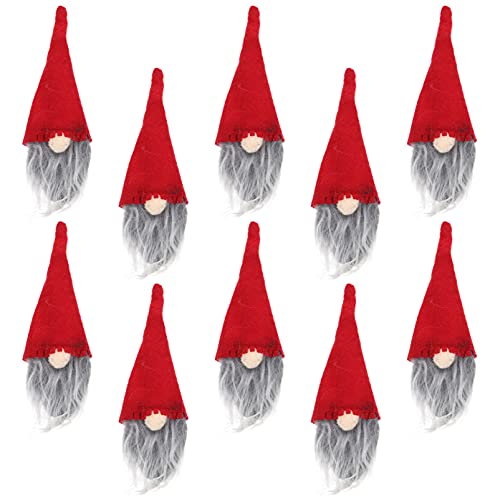 VICASKY - VICASKY 10 Stücke Mini Weihnachtsmütze Weihnachten Weinflasche Abdeckung Topper Cover Filz Zwerg Weihnachtsmann Mütze Nikolausmütze Flaschen Kleidung Verpackung für Tischdeko Weihnachtsdeko - -20%