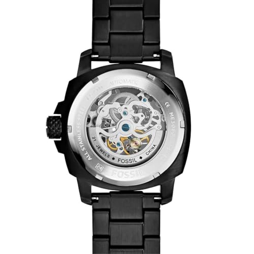 Image of Fossil Analog grey Modern Machine Automatic Skeleton Dial Men's Black Watch ME3080