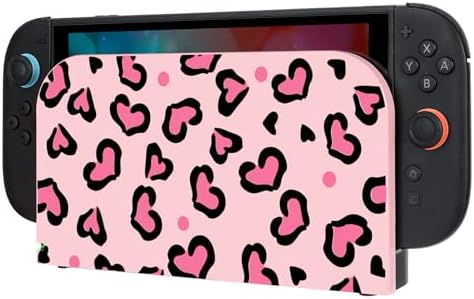 DLseego Love Faceplate Cover Sleeve Design for Switch 2 Console (2025), Anti-Scratch Replacement Housing Decorative Base Shell Case Cover for Charging Dock, Leopard Print - Pink