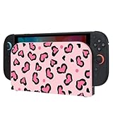 DLseego Funda Protectora Dura Compatible con Switch 2 Dock Station,Funda de Silicona Corazón de Leopardo para PC,Carcasa Protectora Anti-Rayaduras y Anti-Polvo para NS2 Dock Station,Rosa