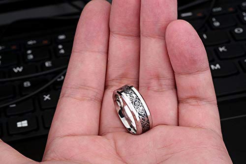 Image of HIJONES Unisex Carbide Fiber Celtic Dragon Spinner Ring Stainless Steel Wedding Spins Band