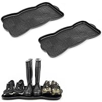 Crystals - Set of 2 - Boot Tray Organizer with Raised with Raised Edges, Pet Feeding Mat for Cats & Dogs, Plant Potting Base with Non Slip Washable Carpet Protection, 73x37 cm