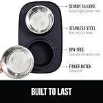GORILLA GRIP Dog Bowl Set with Slip Resistant Silicone Feeding Mat, Food Grade 304 Stainless Steel Bowls, BPA Free, High Edge Spill Containment, Dishwasher Safe, Finger Notch Removal, 1 Cup, Black - Image 2