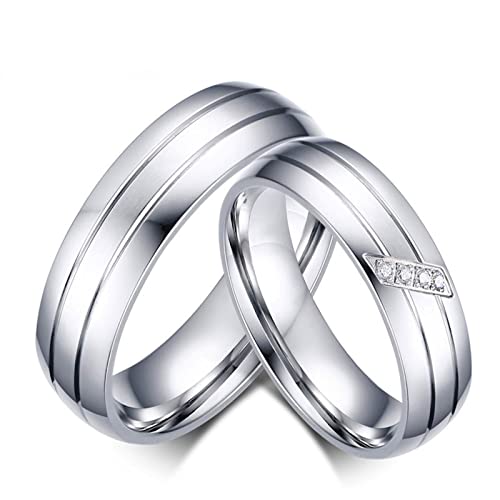 HCMA Nuevos Anillos de Boda de Moda, Anillo de Acero de Titanio, Anillo de Promesa para Hombre y Mujer, Zirconia cúbica, joyería para Parejas, promoción de Ventas
