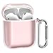 Produktbild ATUMTEK AirPods Hülle TPU AirPods Case, Glasklare AirPods Schutzhülle Kompatibel mit Apple AirPods 1/2 Kabellose Ladehülle mit Karabinerhaken/Schlüsselanhänger [Front LED Sichtbar] - Klar Rosa