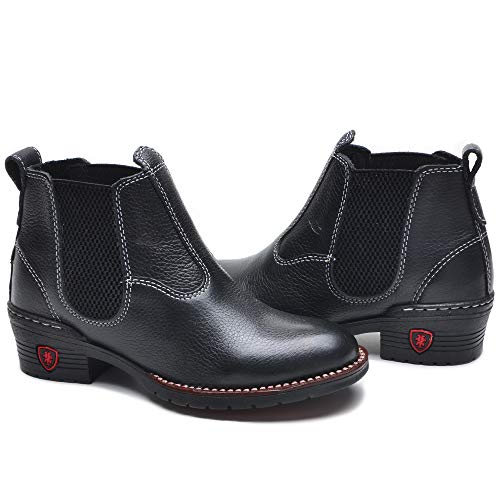 Bota Infantil Botina Kids Couro Legítimo Country Menino Peão (36, Preto)