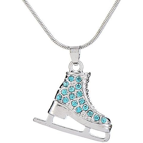 Lemegeton 3D Adorable Exquisite Crystal Figure Skate Charm Pendant Necklace for Girls Women Jewelry Cover