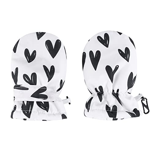 Adisputent Kinder Handschuhe Wasserdicht mit Fleece Fäustlinge Skihandschuhe Winddicht Warme Winterhandschuhe für Unisex Baby Mädchen Jungen Winter Weiß Liebe Cover