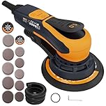 MAXXT Ponceuse orbitale sans balais de 350 W, disque de 150 et 125 mm, Ponceuse bois de 5.0 mm avec raccord à trois noyaux, 4000-10000 tr/min (6 vitesses réglables), Frein automatique-2s, 20 feuilles