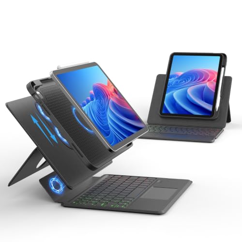 Bettdow iPad �L�[�{�[�h�t���P�[�X Air 11�C���` M4/M3/M2 ���{��z�� �������� 360 �x��] ���C�z�������� ��/�c�u��