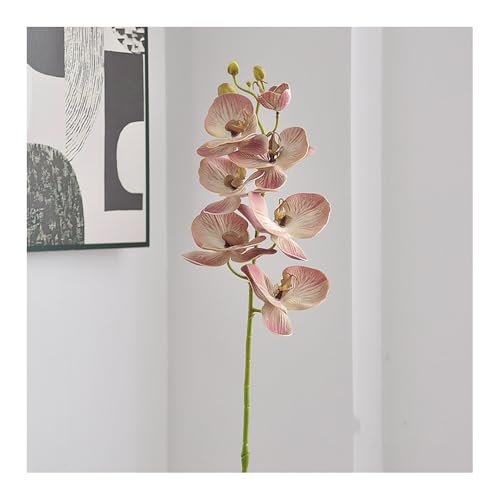YYIDYLLIC AU025-8 Milk Tea Color Fake Moth Orchid, 3D-Printed European-Style Vintage Artificial Flowers for Home Hotel and Café Decoration, 76cm(29.9")