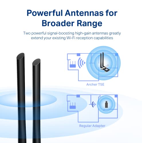 Tp-Link Ac1200 Pcie Wifi Card For Pc (Archer T5E) - Bluetooth 4.2, Dual Band Wireless Network Card (2.4Ghz And 5Ghz) For Gaming, Streaming, Supports Windows 11/10, 8.1, 8, 7 (32/64-Bit) #TOP2