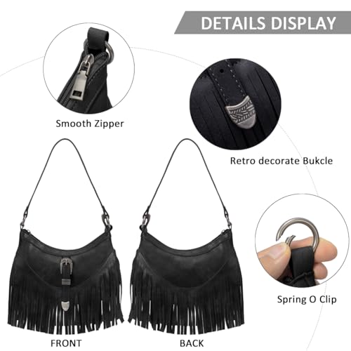 Sunwel Fashion Small Western Fringe Underarm Purse Mini Hipppie Shoulder Bag with Tassel for Women4