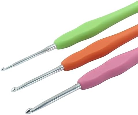 suiwotin 3pcs/Set 2mm/2.5mm/3mm Crochet Hook, Aluminum Crochet Hook Set, Rubber Handle Ergonomic Knitting Needles for Yarn DIY Crafts Projects - 2