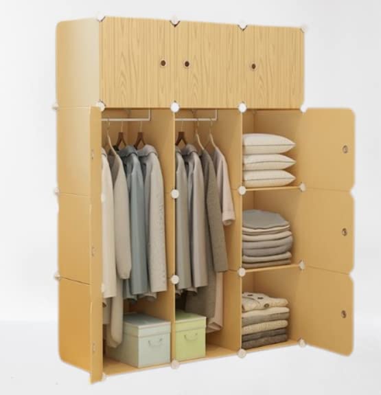 Plastic Storage Cube Organizer Wardrobe Modular Cabinet with Doors for Clothes, Shoes, Toys new (12 cube storage cabinet (Sky Over)