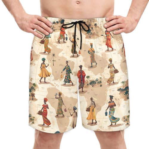 Men's Swim Trunks Size S Minority Motifs with Mesh Lining Soft Breathable Quick Dry Beach Shorts Light Coffee