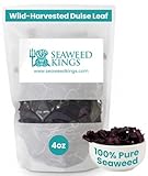 Seaweed Kings Dulse Whole Leaf Raw 4 oz - 100% Pure Wildcrafted Atlantic Dulse Whole Leaf Raw Organic Sea Vegetable, Sun-Dried for Maximum Nutrition - Vegan Diets - Rich in Calcium & Vitamins